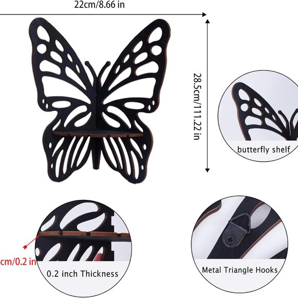 Crystal Shelf Display -2 Pcs Butterfly Floating Shelves for Wall Corner Shelf fo - Picture 2 of 6